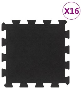 vidaXL Δάπεδο Προστασίας Παζλ 16 τεμ. Μαύρο 16χιλ. 30x30 εκ. Καουτσουκ
