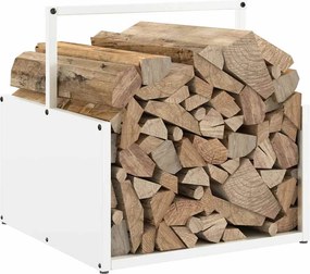 vidaXL Ράφι Καυσόξυλων Λευκό 40x40x40 εκ. Χάλυβας ψυχρής έλασης