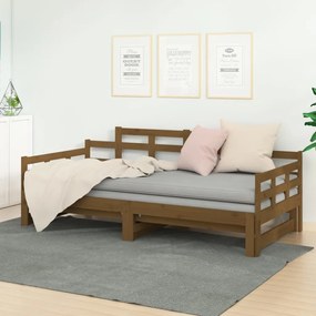820355 vidaXL Καναπές Κρεβάτι Συρόμενος Μελί 2x(90x190) εκ. από Μασίφ Πεύκο Καφέ, 1 Τεμάχιο