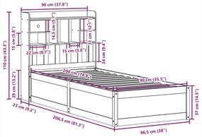 Σκελετός Κρεβ. Χωρίς Στρώμα Καφέ Κεριού 90x200 εκ Μασίφ Πεύκο - Καφέ