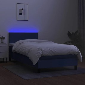 vidaXL Κρεβάτι Boxspring με Στρώμα &amp; LED Μπλε 80x200 εκ. Υφασμάτινο