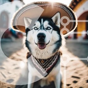 Intra Συλλεκτικό Ξύλινο Παζλ Plywood 4mm - Σκύλος Husky με καπέλο Sombrero στην παραλία Σε Ξύλινο Κουτί - Διαστάσεις: 10x10 cm – 25 κομμάτια