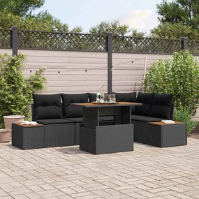 vidaXL Σέτ φαγητού για κήπο 6 pcs Μαύρο, Καφέ 100 x 55 x 73 εκ