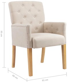 vidaXL Καρέκλα Τραπεζαρίας με Μπράτσα Μπεζ Υφασμάτινη