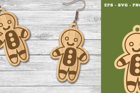 Σετ των 3 Intra απο ξύλο plywood 3mm-4mm πάχος Χριστουγεννιάτικα σκουλαρίκια κομμένα με λέιζερ μελόψωμο Δίασταση 3x3 cm INTRAFABR-111785338