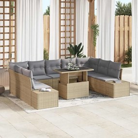 vidaXL Σετ Καναπέ Κήπου 10 pcs μπεζ και ανοιχτό γκρι 100 x 55 x 73 εκ.