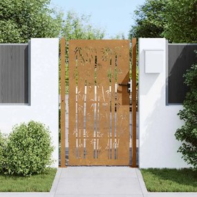 vidaXL Πύλη Κήπου με Σχέδιο Μπαμπού 105 x 205 εκ. από Ατσάλι Corten