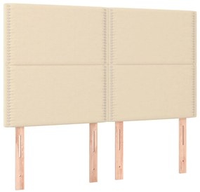 vidaXL Κρεβάτι Boxspring με Στρώμα Κρεμ 140x190 εκ. Υφασμάτινο