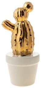 Διακοσμητικός Κεραμικός Κάκτος Χρυσός σε άσπρη Γλάστρα 12,7cm  Zen Collection 48232