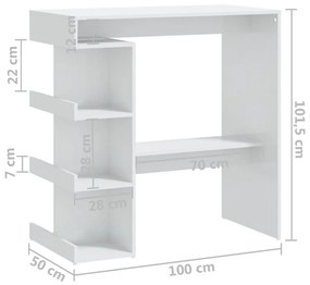 ΤΡΑΠΕΖΙ ΜΠΑΡ ΜΕ ΡΑΦΙΑ ΓΥΑΛ. ΛΕΥΚΟ 100X50X101,5 ΕΚ. ΜΟΡΙΟΣΑΝΙΔΑ 809455