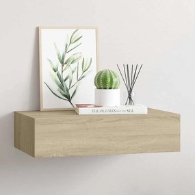 vidaXL Ράφι Επιτοίχιο με Συρτάρι Χρώμα Δρυός 40 x 23,5 x 10εκ. από MDF