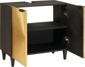 vidaXL Ντουλάπι νιπτήρα με ράφι Μαύρο και Χρυσό 62 x 33 x 58 εκ.