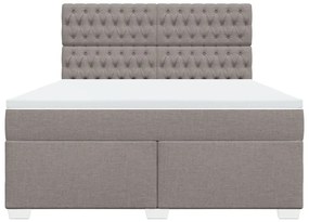 Κρεβάτι Boxspring με Στρώμα Taupe 180x200 εκ. Υφασμάτινο - Μπεζ-Γκρι