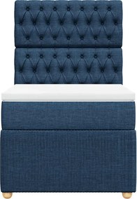 vidaXL Κρεβάτι Boxspring με Στρώμα Μπλε 80x200 εκ. Υφασμάτινο