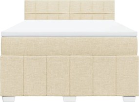 vidaXL Κρεβάτι Boxspring με Στρώμα Κρεμ 160x200 εκ. Υφασμάτινο