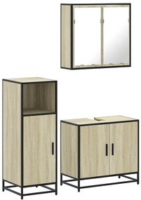 vidaXL Σετ Επίπλων Μπάνιου 3 Τεμαχίων Sonoma Δρυς Επεξεργασμένο Ξύλο