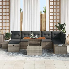 vidaXL Σετ Καναπέ Κήπου 8 pcs Γκρι συνθετικό ρατάν