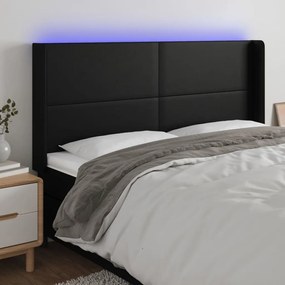 Κεφαλάρι Κρεβατιού LED Μαύρο 203x16x118/128 εκ. Συνθετ. Δέρμα 3123876