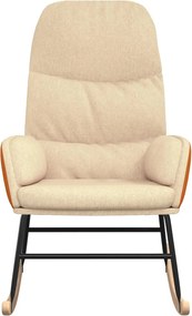 vidaXL Κουνιστή Πολυθρόνα Λευκό Κρεμ Υφασμάτινη