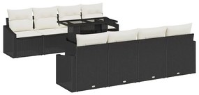 vidaXL Σετ Καναπέ Κήπου 7 pcs Μαύρο και κρεμ 100 x 55 x 73 εκ