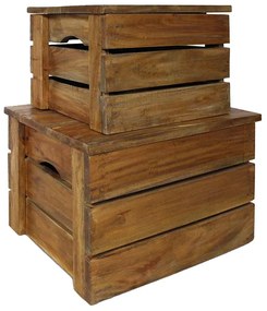 vidaXL Σετ Κουτιά Αποθήκευσης 2 τεμ. από Μασίφ Ξύλο Μαόνι