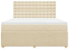 vidaXL Κρεβάτι Boxspring με Στρώμα Κρεμ 180x200 εκ. Υφασμάτινο