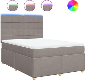 vidaXL Κρεβάτι Boxspring με Στρώμα Taupe 140x200 εκ. Υφασμάτινο