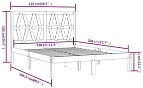 vidaXL Πλαίσιο Κρεβατιού Γκρι 120 x 200 εκ. από Μασίφ Ξύλο Πεύκου