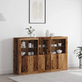 vidaXL Μπουφές με LED Φώτα Φθαρμένο Ξύλο 162x37x100 εκ. Υποβλητικό Σχέδιο