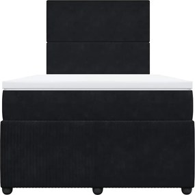 vidaXL Κρεβάτι Boxspring με Στρώμα Μαύρο 120x190 εκ. Βελούδινο