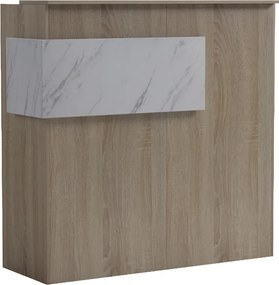 Γραφείο reception Optima pakoworld με led sonoma-λευκή όψη μαρμάρου 110x40x110εκ