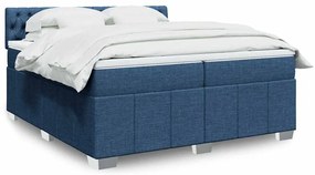 vidaXL Κρεβάτι Boxspring με Στρώμα Μπλε 200x200 εκ. Υφασμάτινο