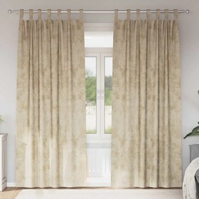 vidaXL Κουρτίνες Βελούδου 2 τεμ με Μάτια Κρεμ 225x140 εκ