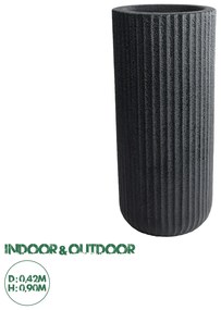 20734 GloboStar® Artificial Garden MATERA 20734 Επιδαπέδιο Πολυεστερικό Τσιμεντένιο Κασπώ Γλάστρα - Flower Pot Μαύρο Φ42 x Υ90cm