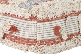 Puff DKD Home Decor Λευκό Πορτοκαλί Αλουμίνιο Ρίγες Boho