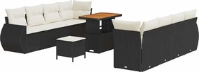 vidaXL Σετ Καναπέ Κήπου με αποθήκευση 11 pcs Μαύρο Πολυ ράταν