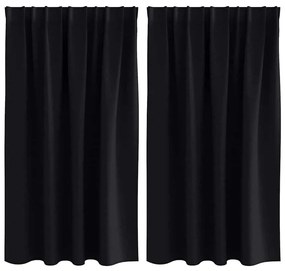 vidaXL Κουρτίνες με κουρτίνες 2 pcs Μαύρο Πολυεστέρας