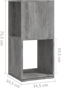 vidaXL Ντουλάπι Περιστρ. Γκρι Σκυρ. 34,5x34,5x75,5 εκ. Επεξ. Ξύλο