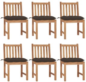 vidaXL Καρέκλες Κήπου 6 τεμ. από Μασίφ Ξύλο Teak με Μαξιλάρια