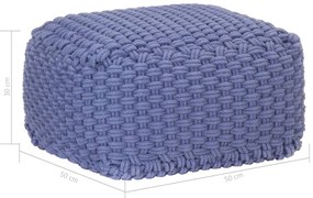 vidaXL Πουφ Πλεκτό Χειροποίητο Μπλε 50 x 50 x 30 εκ. Βαμβακερό