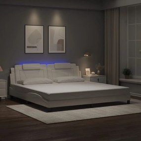 vidaXL Πλαίσιο Κρεβατιού Viana με LED Χωρίς Στρώμα Λευκό 200x200 εκ.