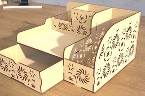 Intra απο ξύλο plywood  Χρώμα wenge 3mm-4mm πάχος - Desktop Office Organizer | CNC Δίασταση 30x20 cm INTRAFABR-95780779