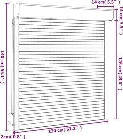 vidaXL Ρολό εισόδου Ανθρακί 130 x 140 cm Αλουμίνιο και Πολυουρεθάνη