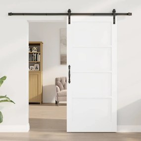 vidaXL Συρόμενη Πόρτα Λευκό και μαύρο 86 x 198.5 cm