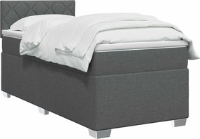 vidaXL Κρεβάτι box spring με στρώμα Σκούρο Γκρι 80 x 200 cm Ύφασμα