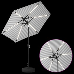 vidaXL Ομπρέλα Κήπου με LED Φώτα και Βάση 230 x 230 εκ Πολυεστέρας