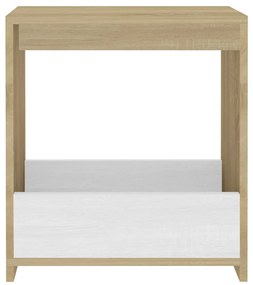 vidaXL Τραπέζι Βοηθητικό Λευκό/Sonoma Δρυς 50x26x50εκ. από Μοριοσανίδα
