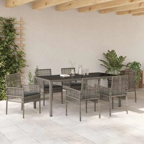 vidaXL Σέτ φαγητού για κήπο 7 pcs Γκρι συνθετικό ρατάν