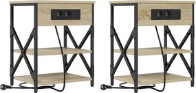 vidaXL Κομοδίνο 2 τεμ. Δρύς Sonoma 41 x 31 x 51 εκ. Επεξεργασμένο Ξύλο