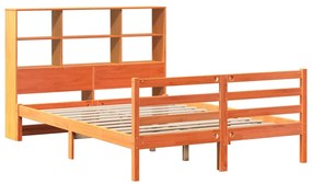 vidaXL Κρεβάτι Βιβλιοθήκη Χωρίς Στρώμα Καφέ 140x200 εκ Μασίφ Πεύκο